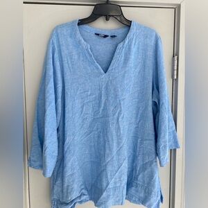 Women's Light Blue V-Neck Top